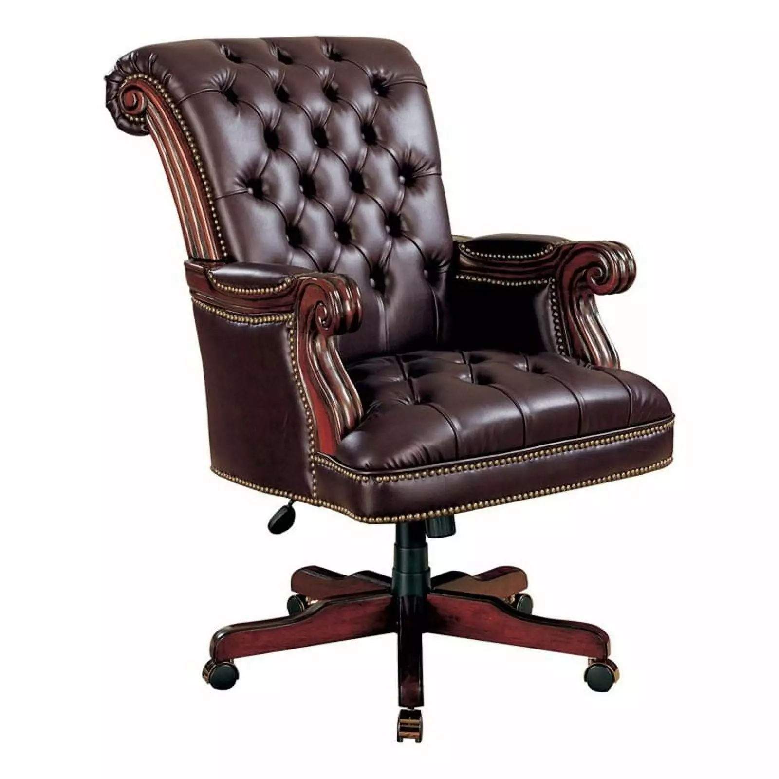 Bowery Hill Dark Brown Faux Leather Ergonomic Tufted Office Chair