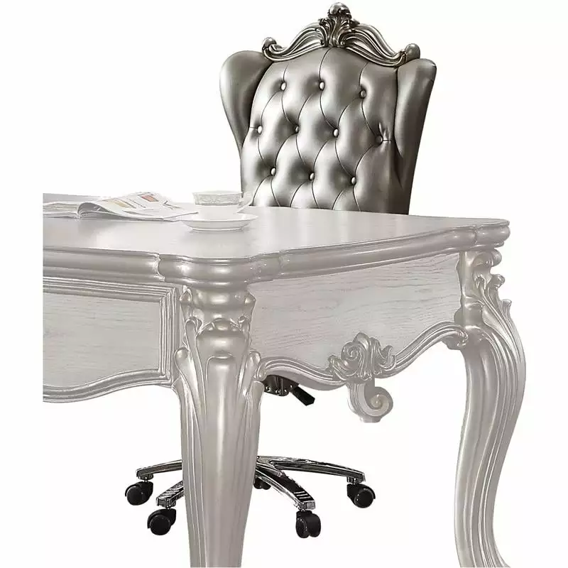 Bowery Hill Faux Leather Swivel Executive Office Chair Silver Platinum - Modern Desk Chair