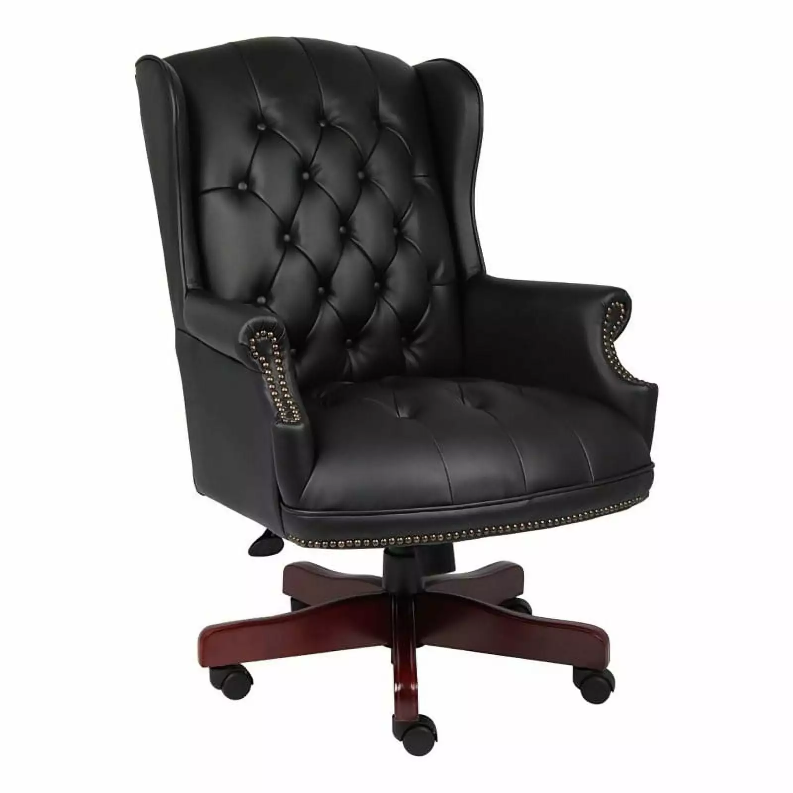 Bowery Hill Vinyl High Back Tufted Executive Office Chair Black