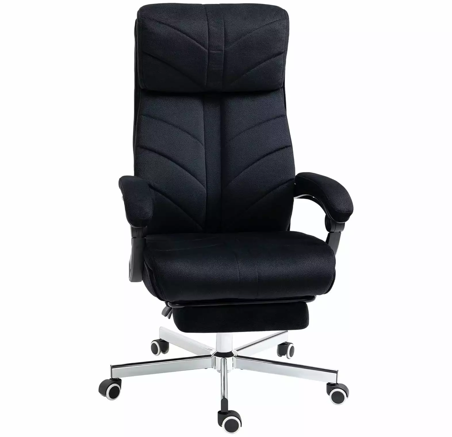 BULYAXIA Black High-Back Executive Office Chair Footrest and Reclining Function