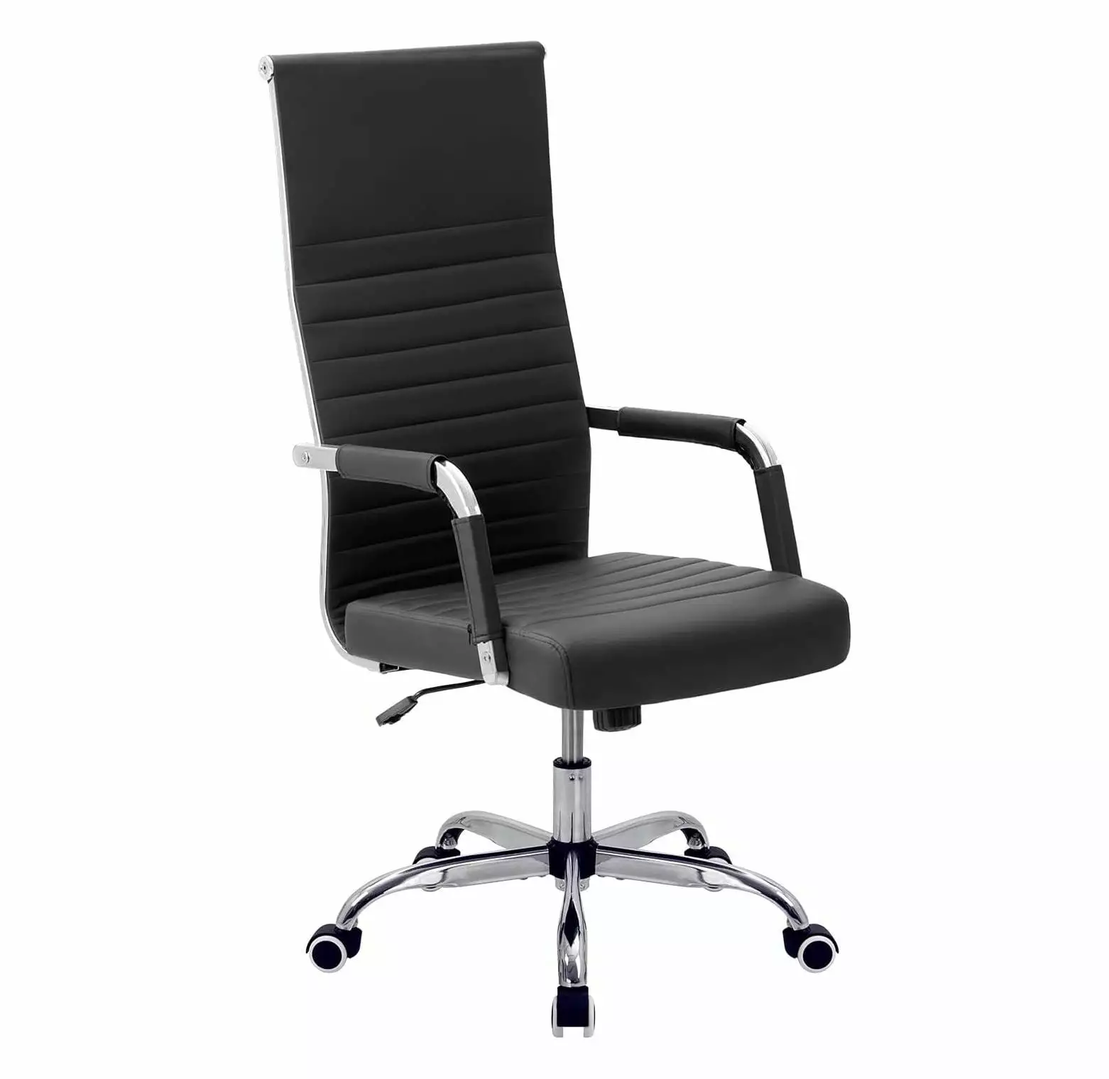 BULYAXIA Ribbed High Back PU Leather Executive Office Chair Adjustable Swivel Chair