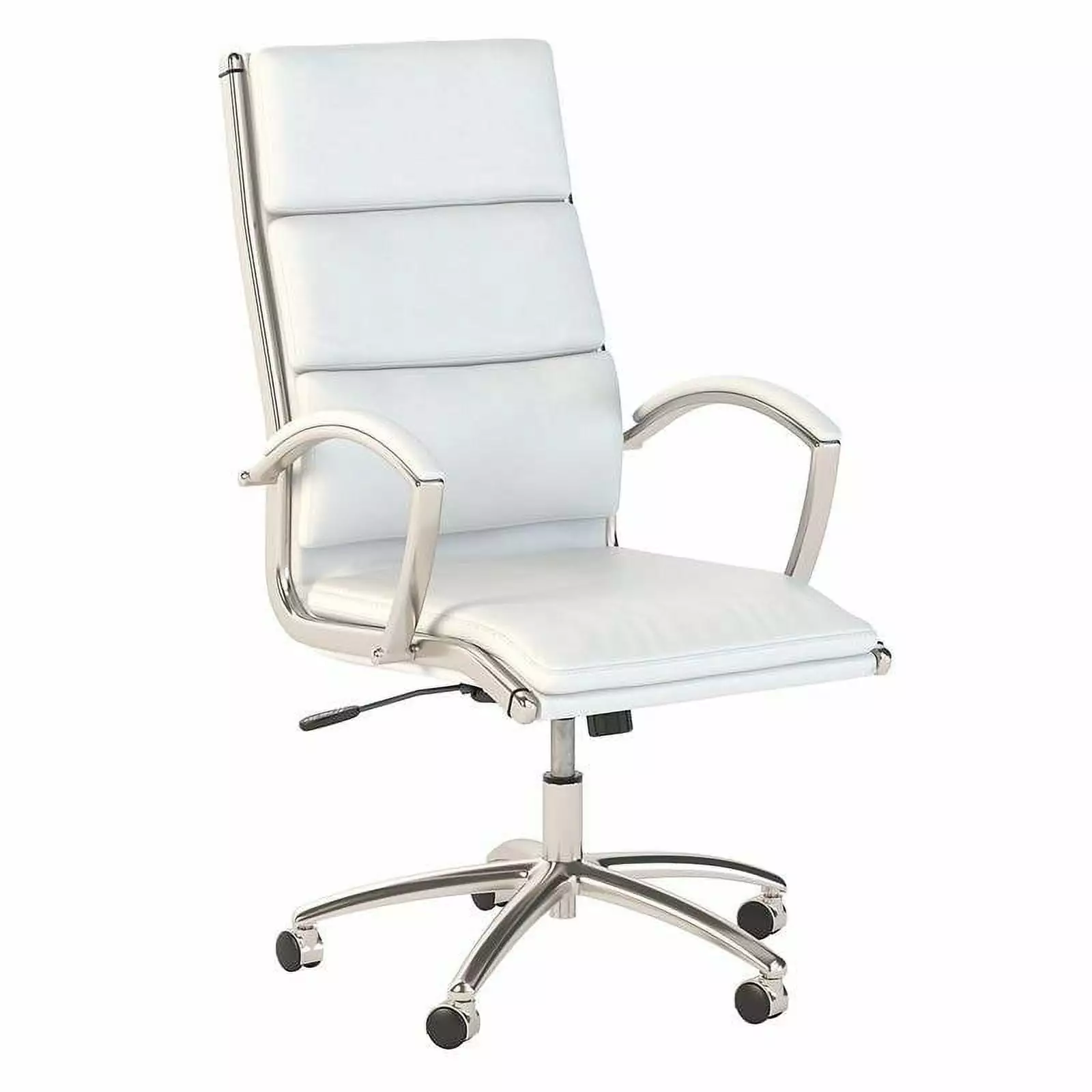 BBF Easy Office High Back Contemporary Faux Leather Executive Chair White Bush Business Furniture