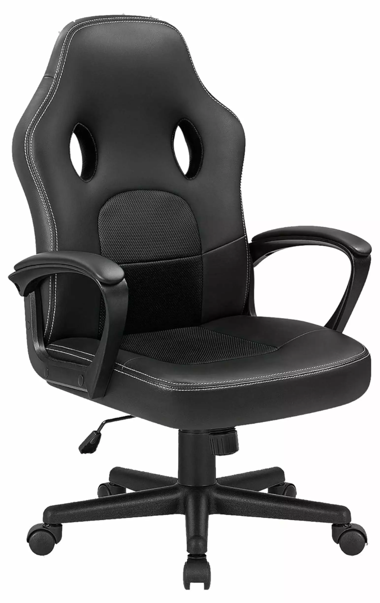Chen Xin Black PU Leather High Back Office Chair Lumbar Support