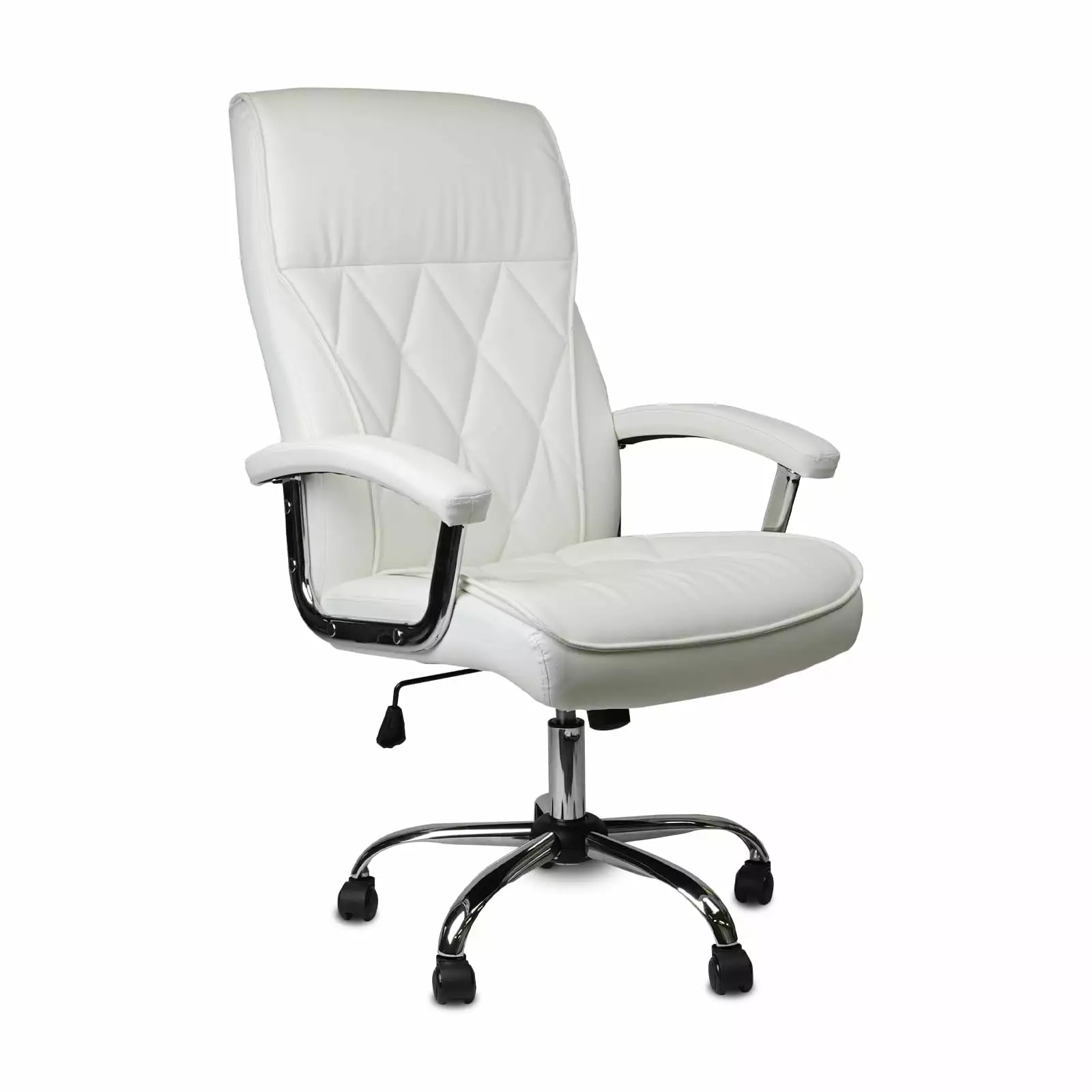 CLATINA Executive Ergonomic Leather Office Chair Adjustable Height and Diamond Pattern Lumbar Support White
