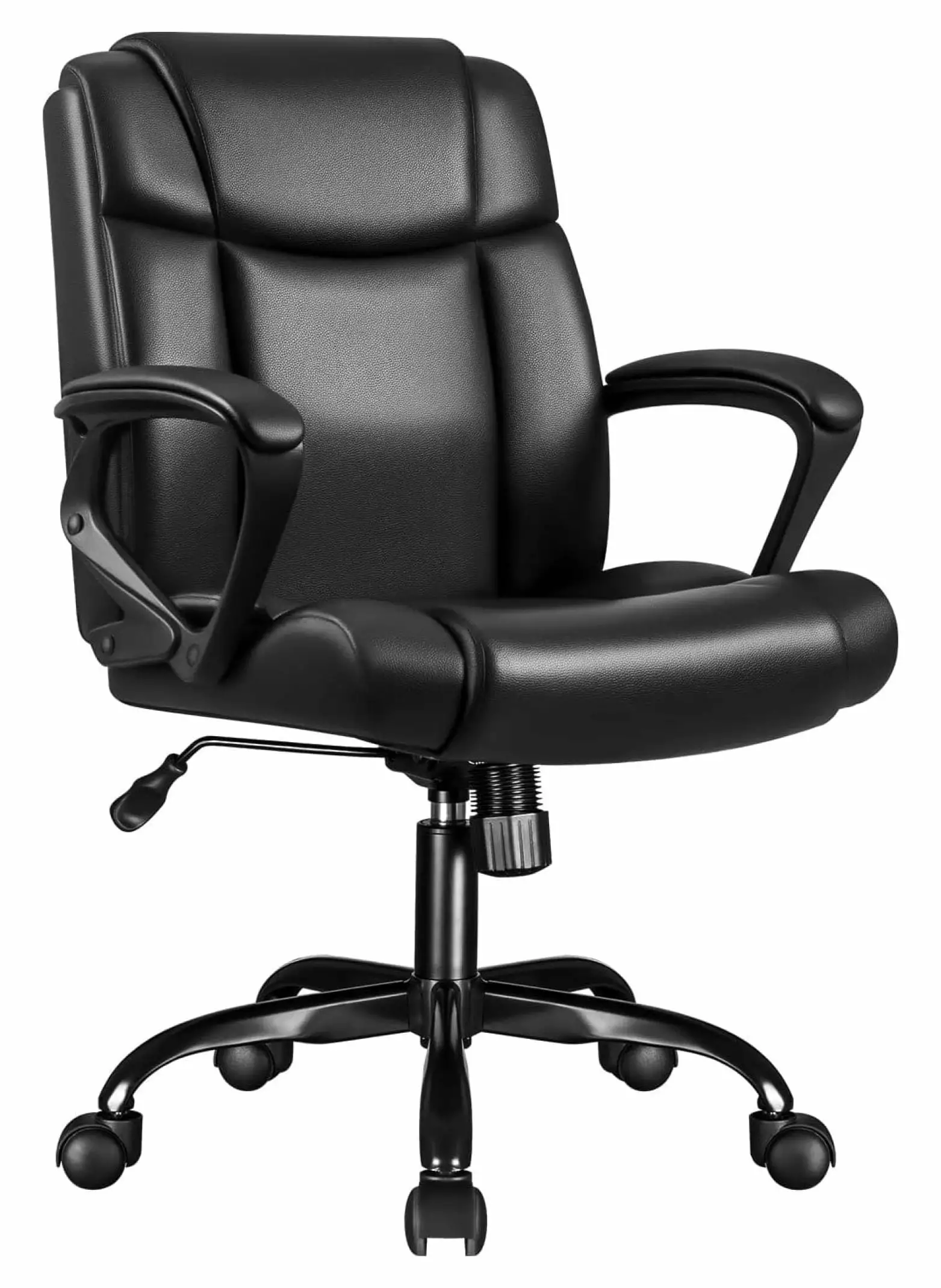 CLkPde Ergonomic Office Chair PU Leather Computer Desk Chair Lumbar Support