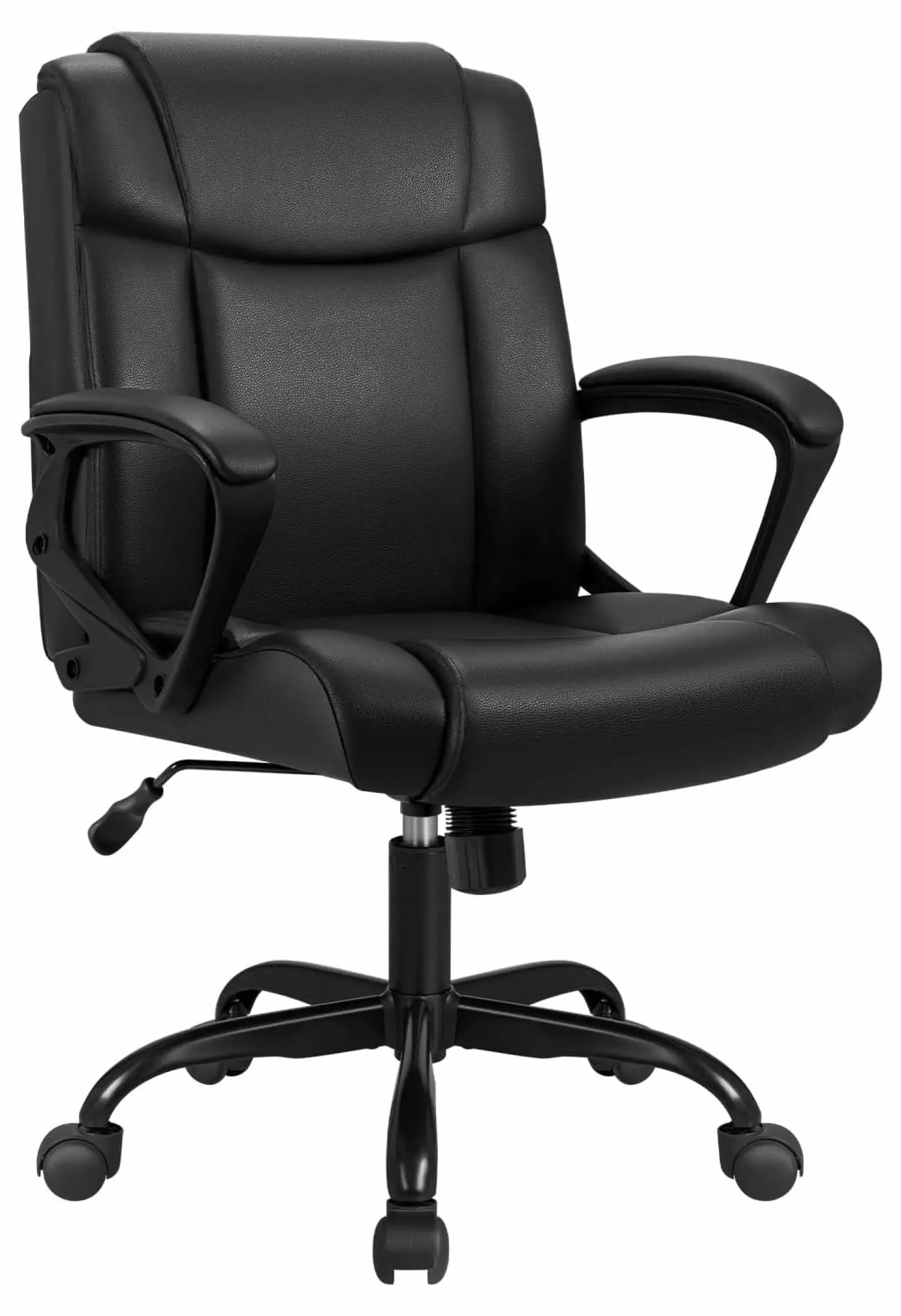 PU Leather Home Office Chair Ergonomic Executive Desk Chair Padded Armrests and Lumbar Support Adjustable Height Deng rui