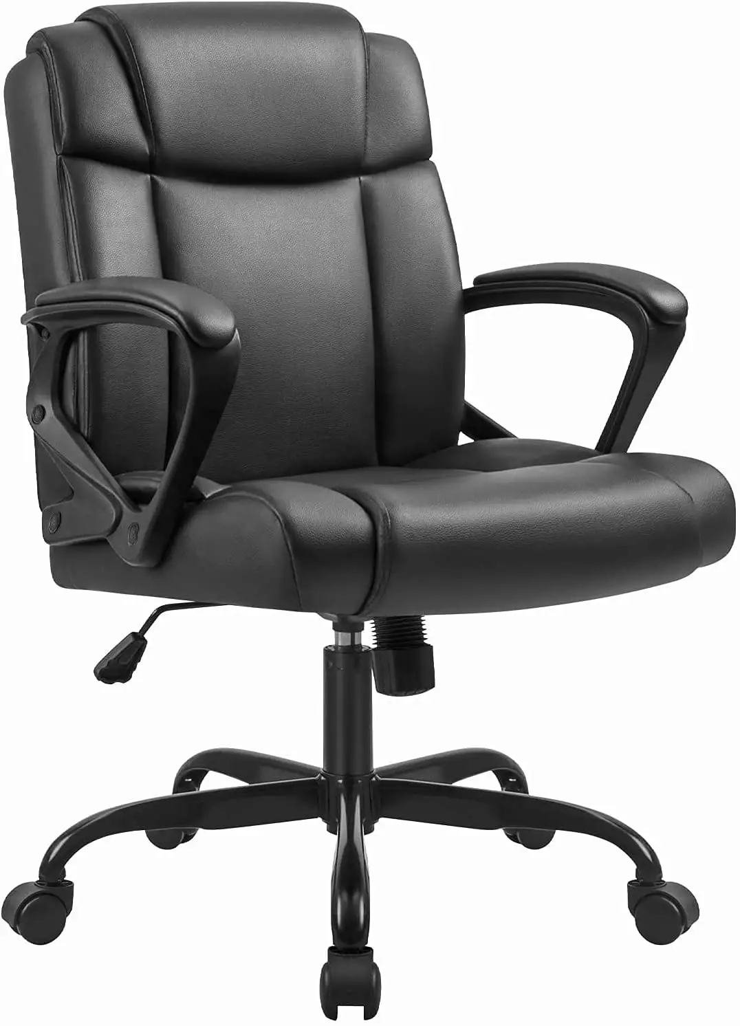 Elegant Mid Back PU Leather Executive Office Chair Padded Arms and Back Support