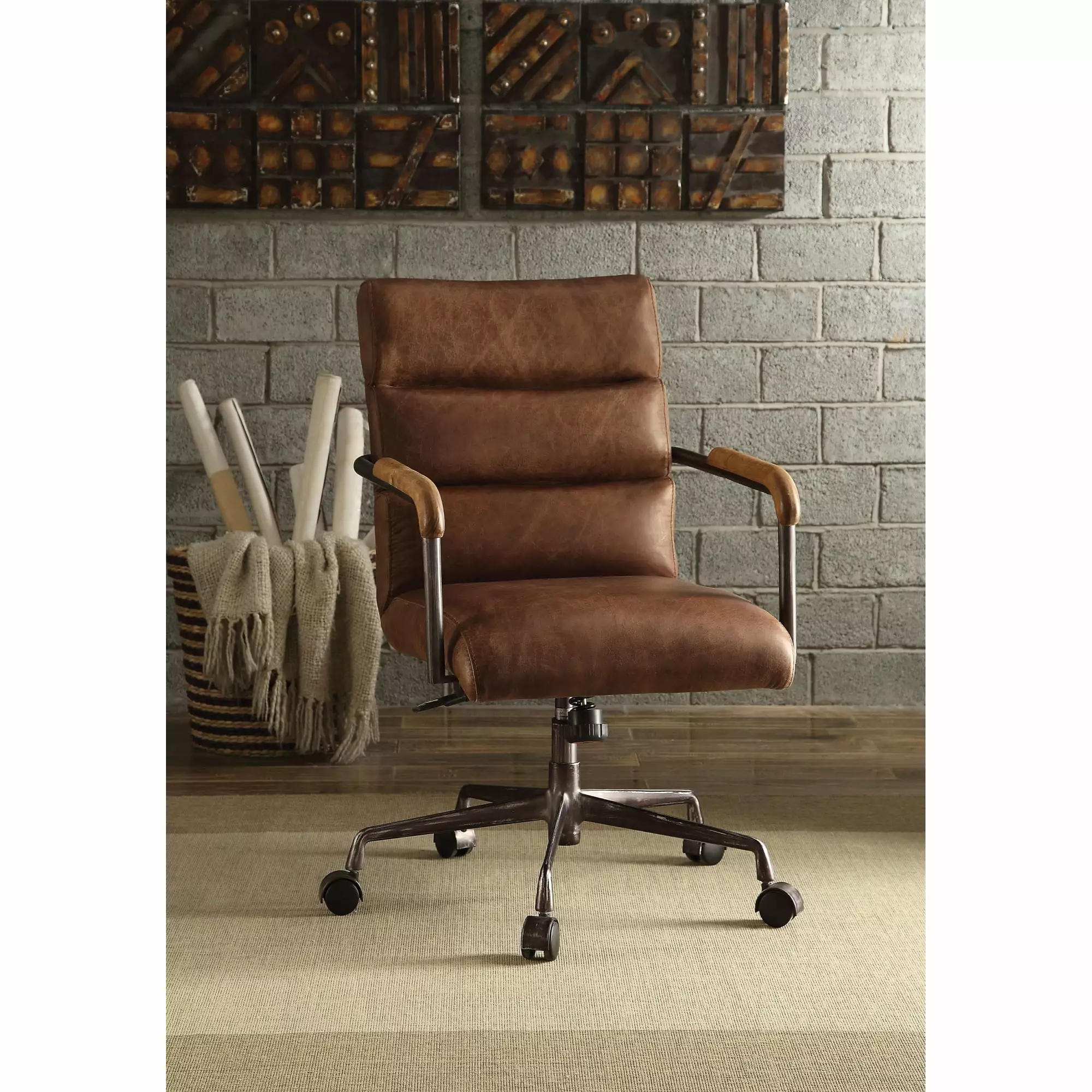 Ergode Executive Office Chair Retro Brown Top Grain Leather