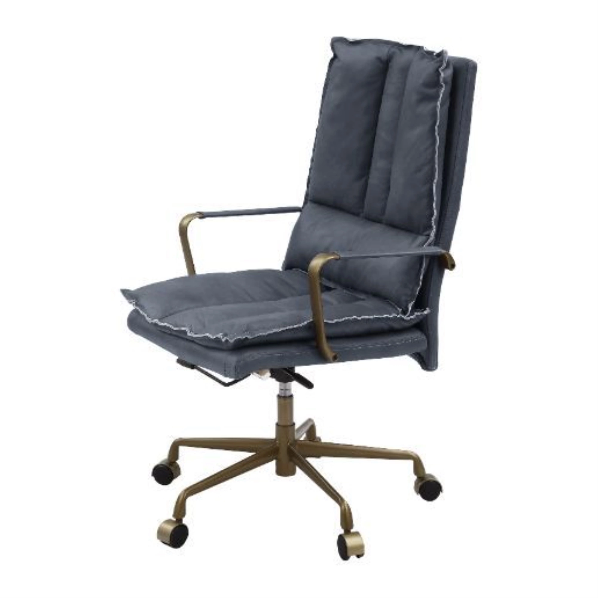 Ergode Office Chair Gray Leather Modern Executive Desk Chair Padded Seat