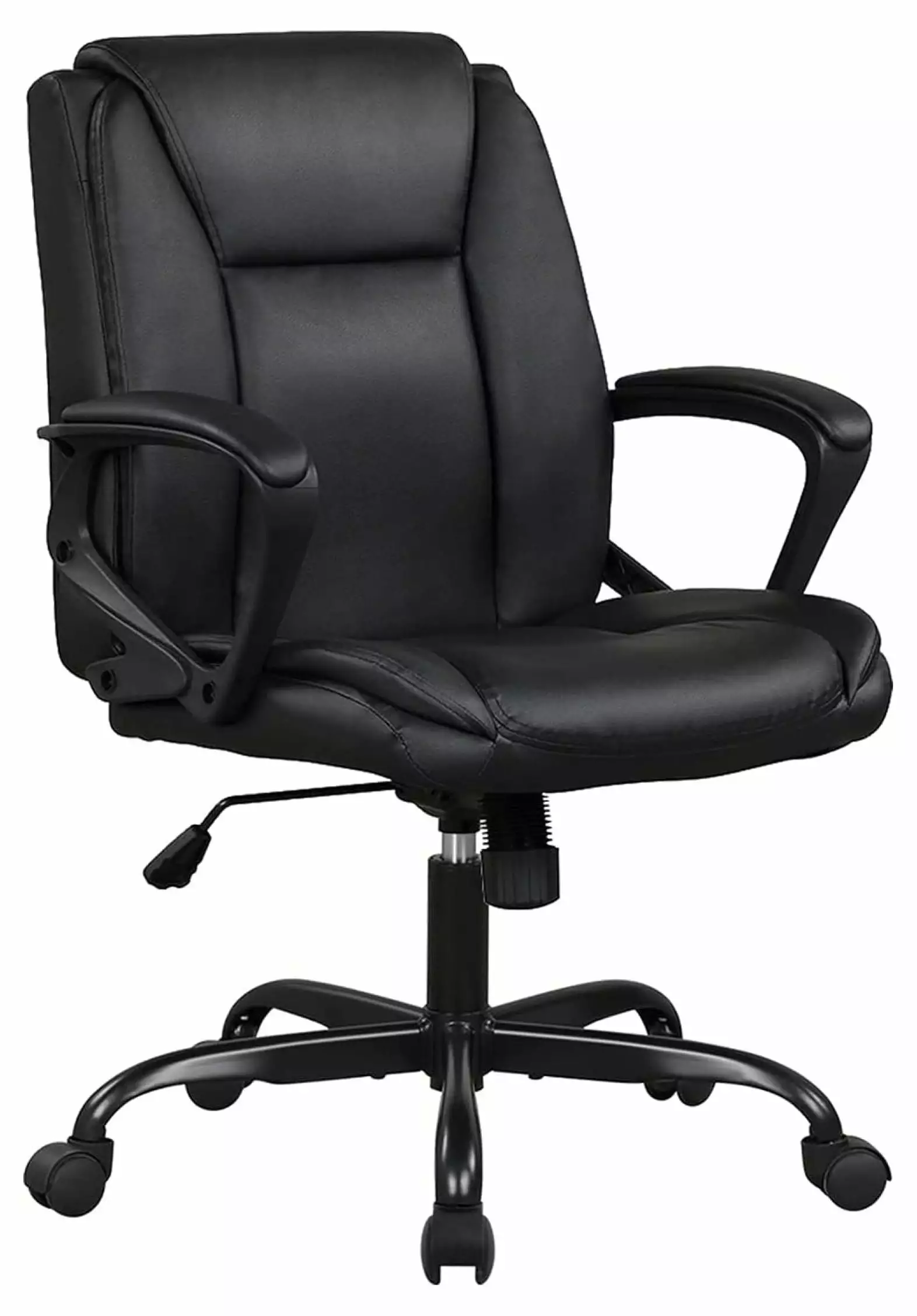 Black Faux Leather Executive Office Chair Lumbar Support and Adjustable Height Exlonjet