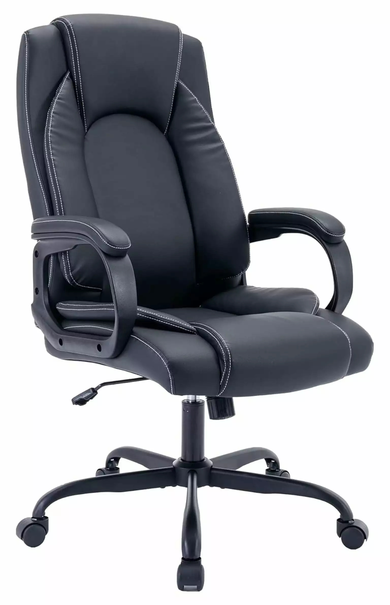 Ergonomic High Back Executive Office Chair Lumbar Support Bonded Leather Black Exlonjet