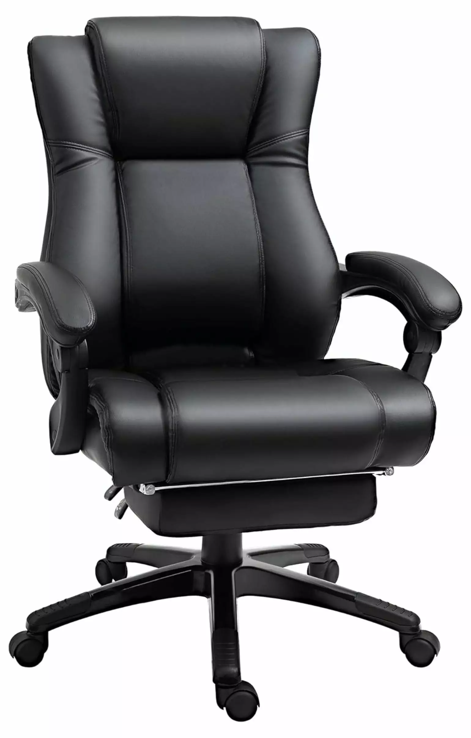Exlonjet Executive High Back Office Chair PU Leather Adjustable Height Footrest Black