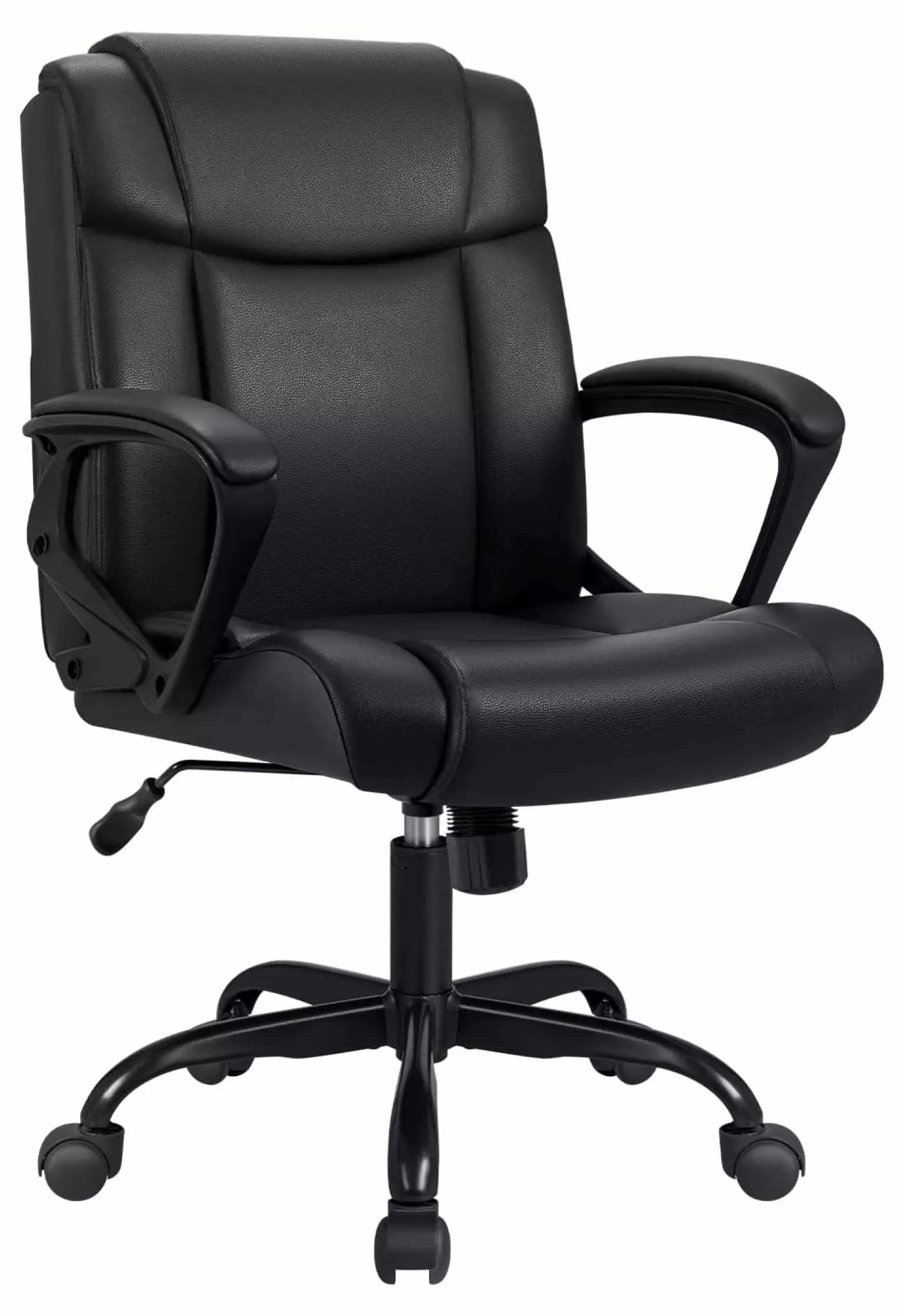Home Office Chair Back PU-Leather Computer Desk Chair Height Adjustable Ergonomic Executive Chair Padded Armrests Exlonjet