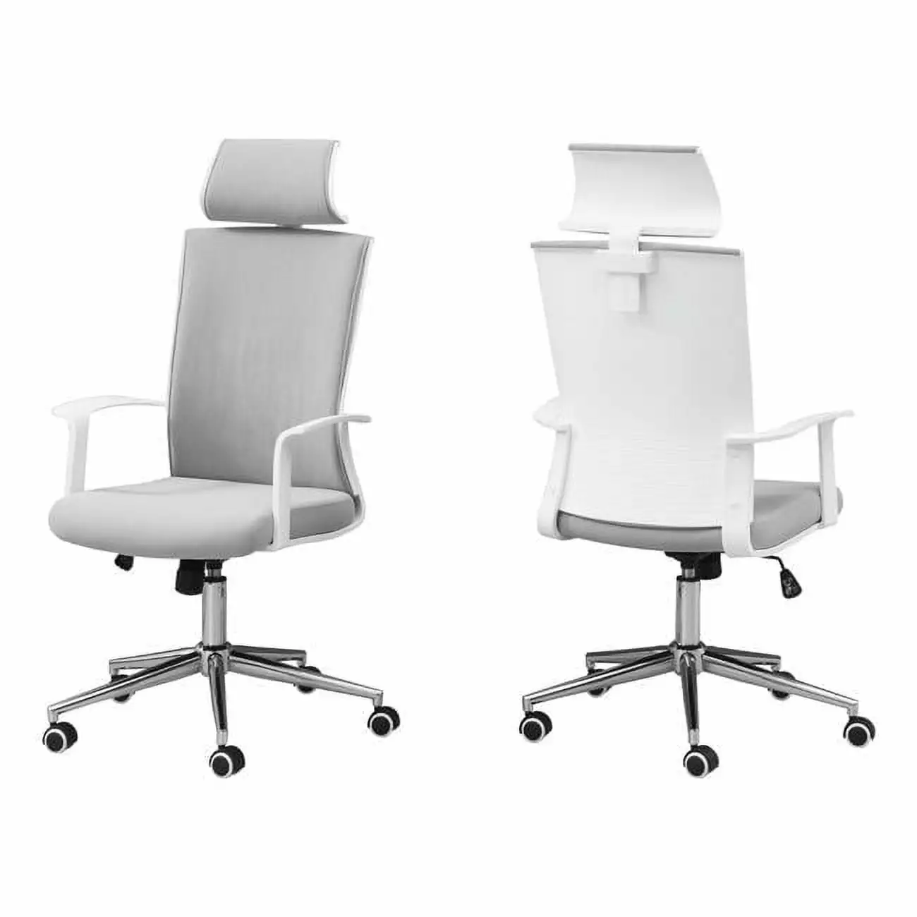 White and Grey Fabric High Back Executive Office Chair Fancy Fixtures