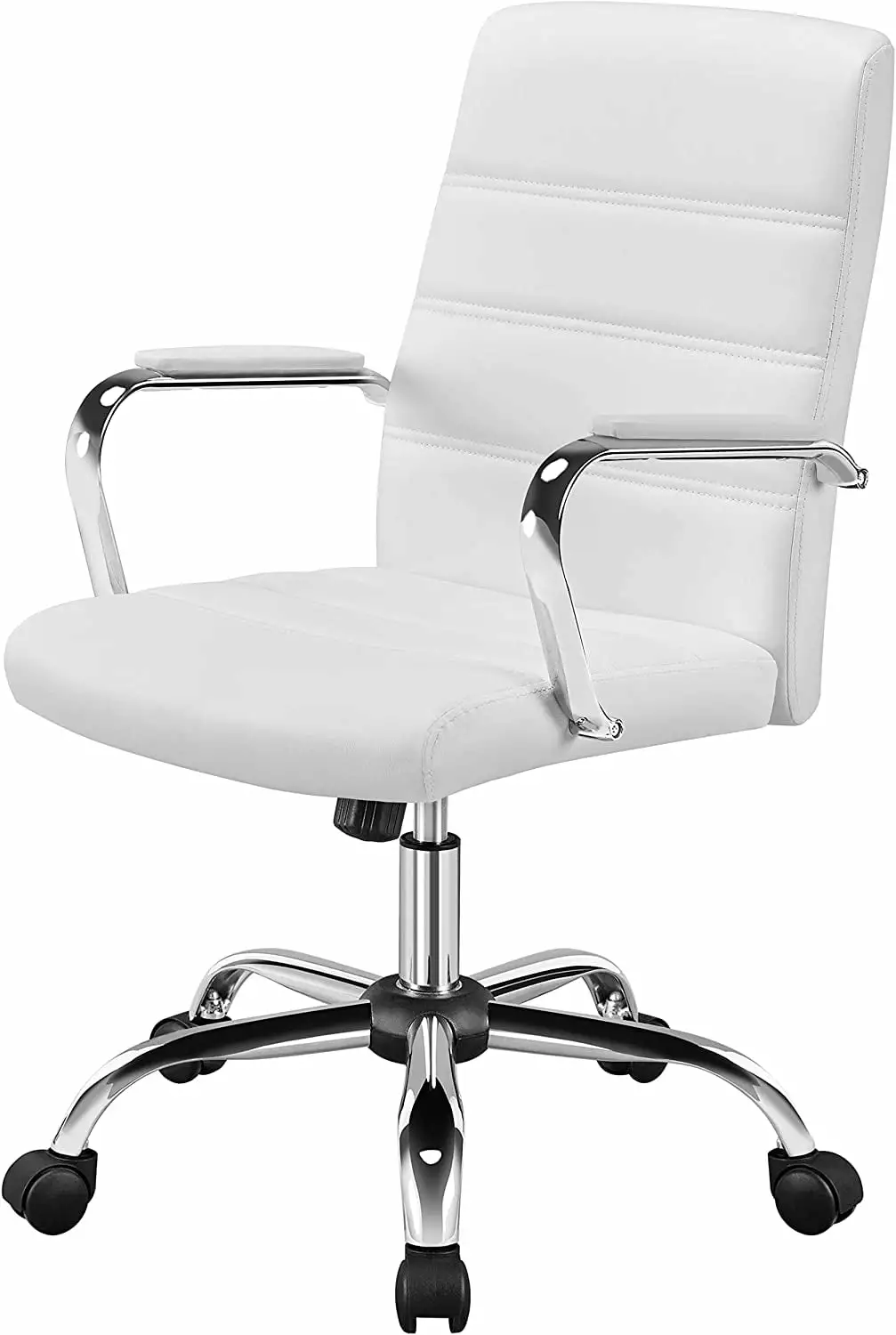 Office Desk Chair Mid-Back Leather Computer Chair Height Adjustable Ergonomic Executive Chair FANWB