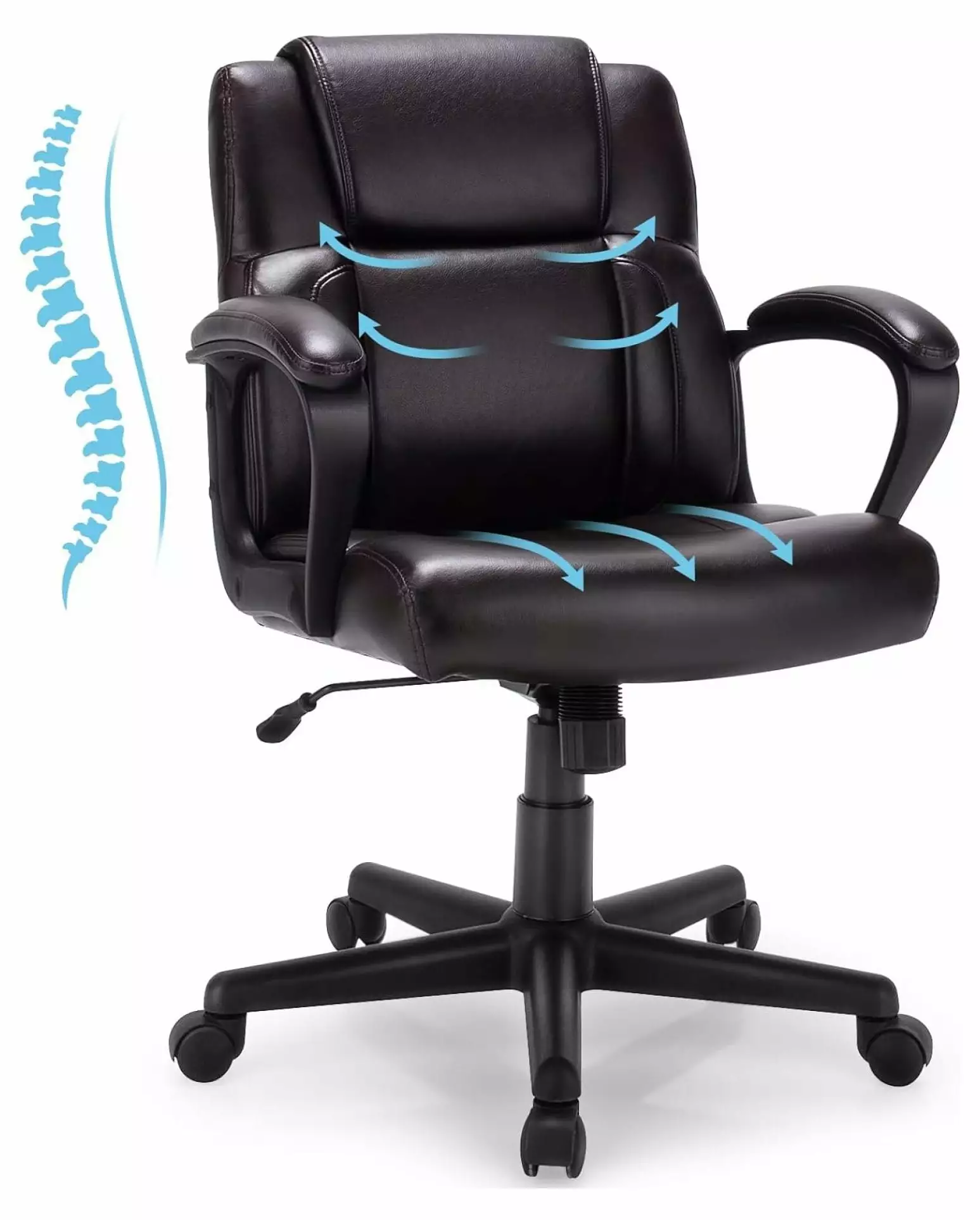 FEIZICRY Leather Executive Chair 4in Thickened Cushion Ergonomic Office Desk Chair