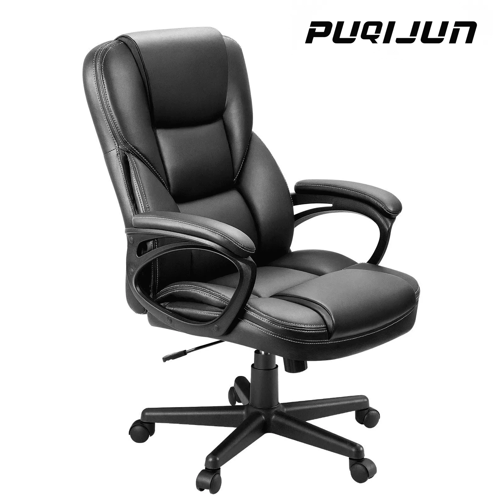 Office Executive Chair High Back Adjustable Managerial Home Desk Chair Swivel Computer PU Leather Chair Lumbar Support Bla...