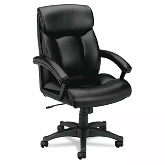VL151 Executive High-Back Office Chair Black Leather Fine-Line