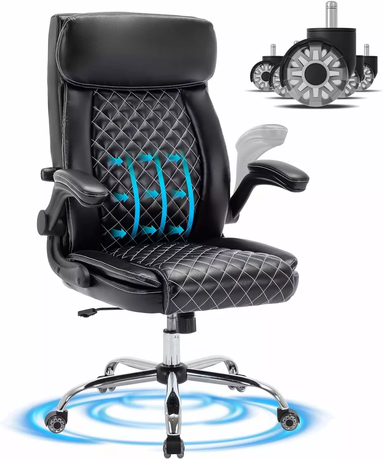 Executive Office Chair Ergonomic Desk Chair High Back Computer Chair Adjustable Lumbar Support Padded Flip Up Arms Home Of...