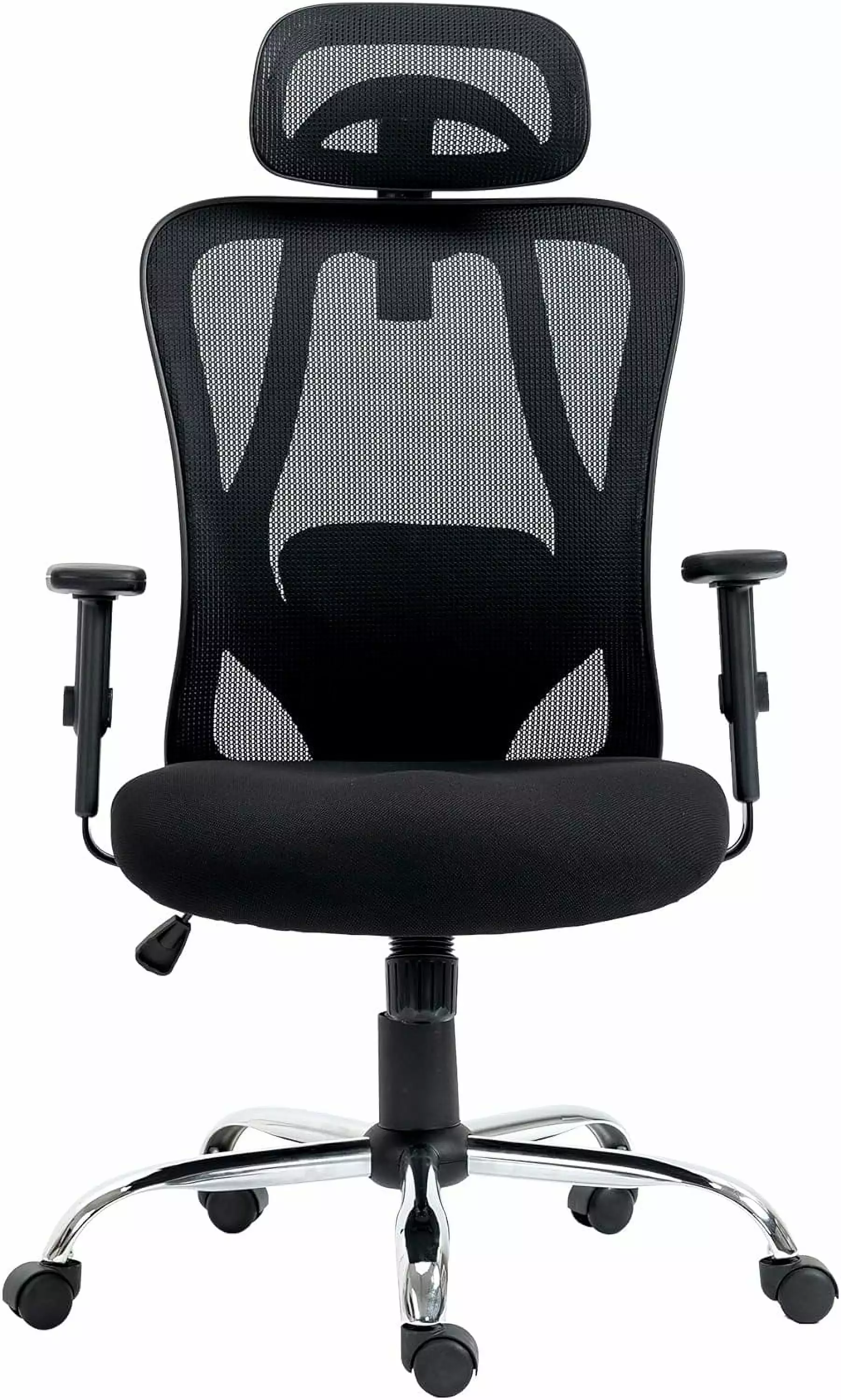 FJU Black High Back Ergonomic Office Chair Big and Tall People Adjustable Headrest