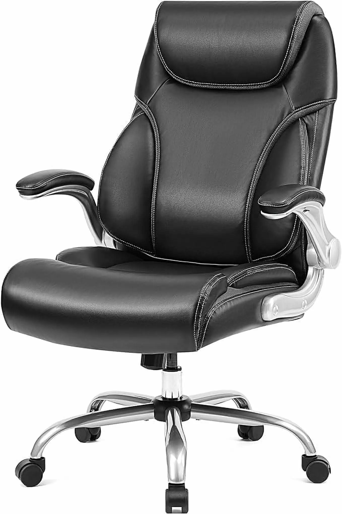 FJU High Back Leather Executive Chair Adjustable Tilt Angles Swivel Office Desk Chair