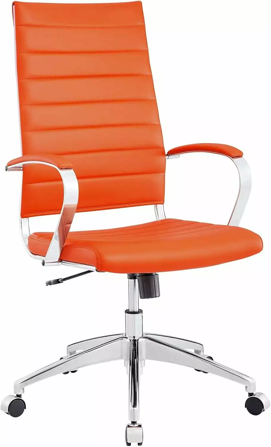 FJU Jive Ribbed High Back Executive Office Chair Orange Swivel Desk Chair Arms