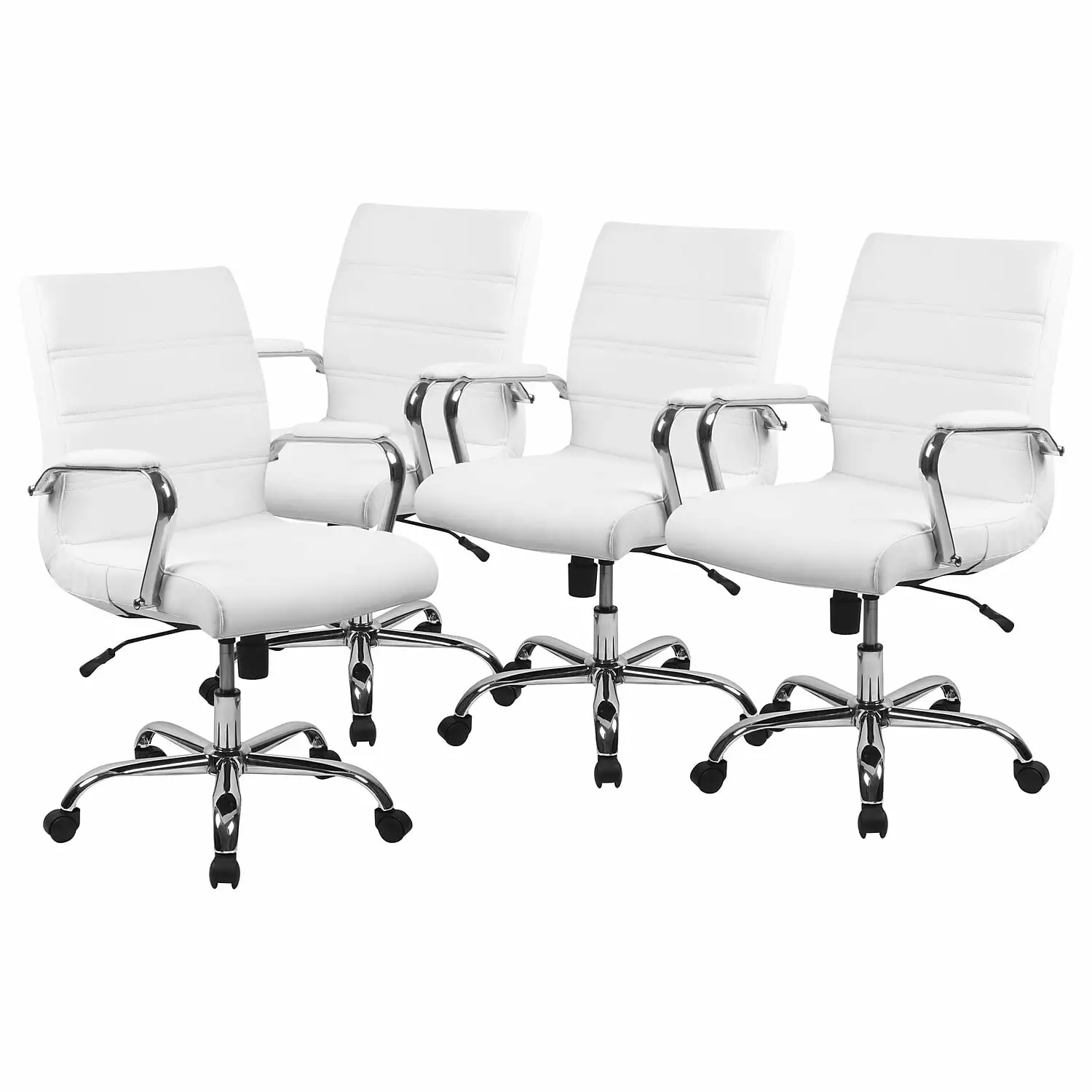 Flash Furniture Whitney Ergonomic LeatherSoft Swivel Mid Back Executive Office Chair White