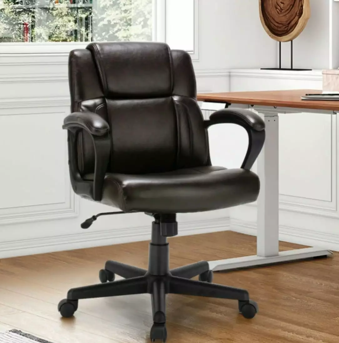 Desk Office Chair 300LBS Big High Back PU Leather Computer Chair Executive Office Chair Lumbar Support Brown Generic