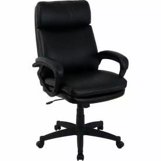 Executive Chair High Back Fixed Arms Bonded Leather Black Office Chair Global Industrial