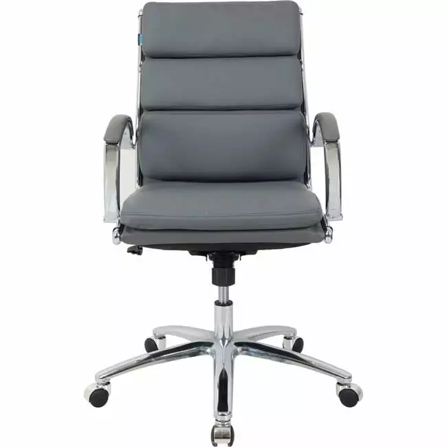 Global Industrial Interion Protective Bonded Leather Modern Ribbed Executive Chair Charcoal Gray Global Industries