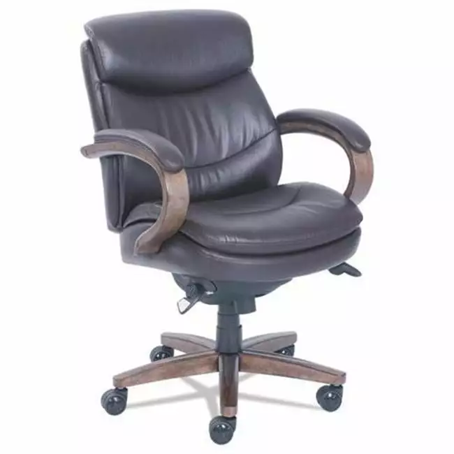 LZB Mid Back Wood Executive Chair Brown Guest Room