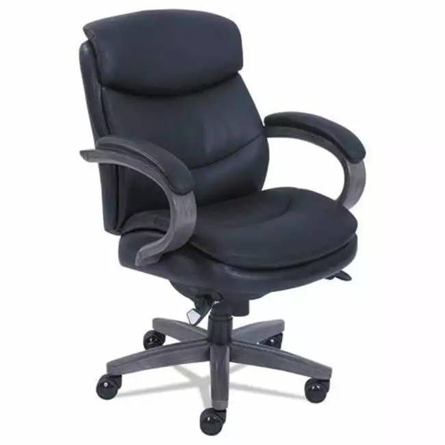 LZB Mid Back Wood Executive Chair Black Guest Room
