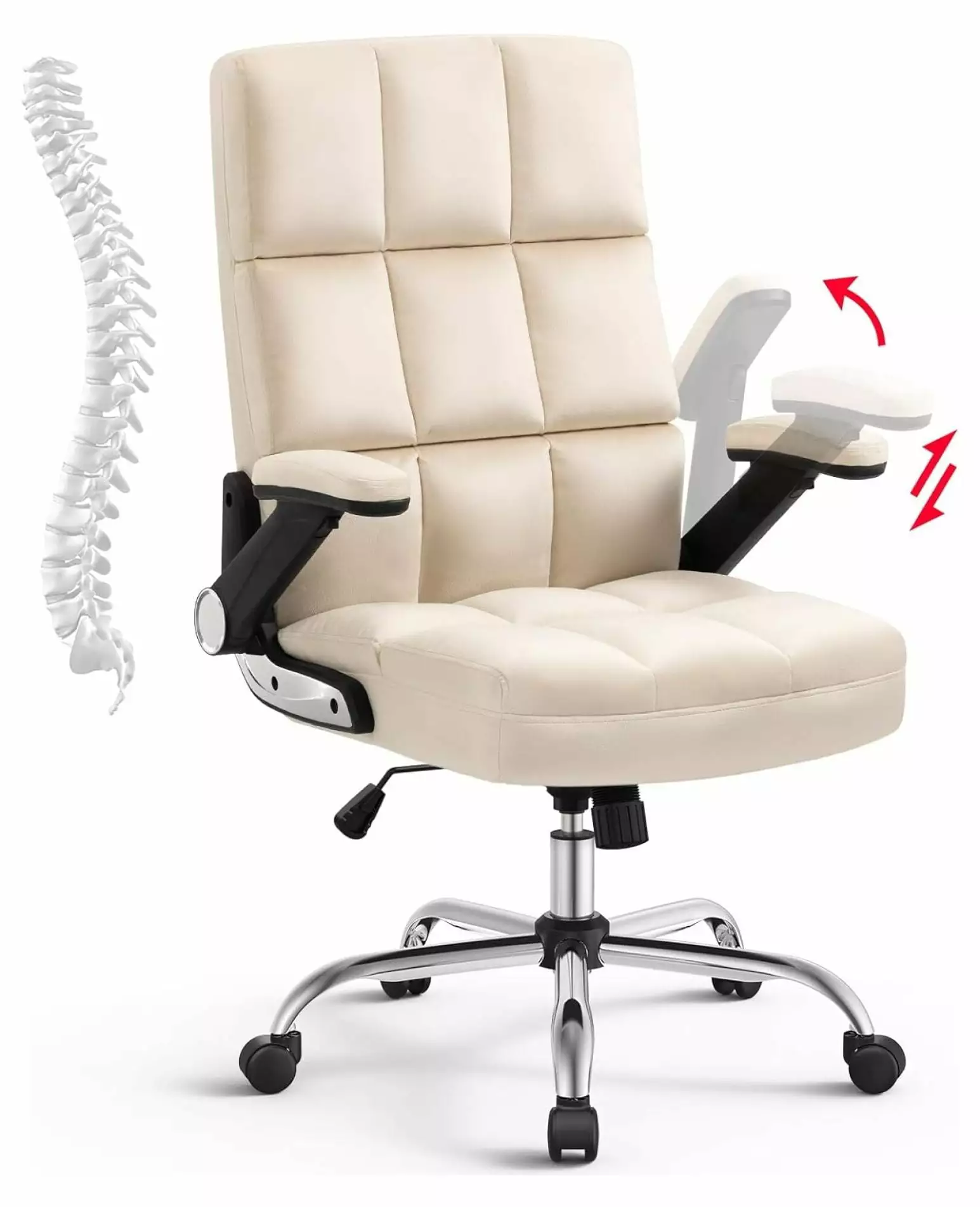 HMTtie High Back Fabric Home Office Chair Swivel Executive Computer Desk Chair Adjustable Tilt Armrest Ergonomic Beige