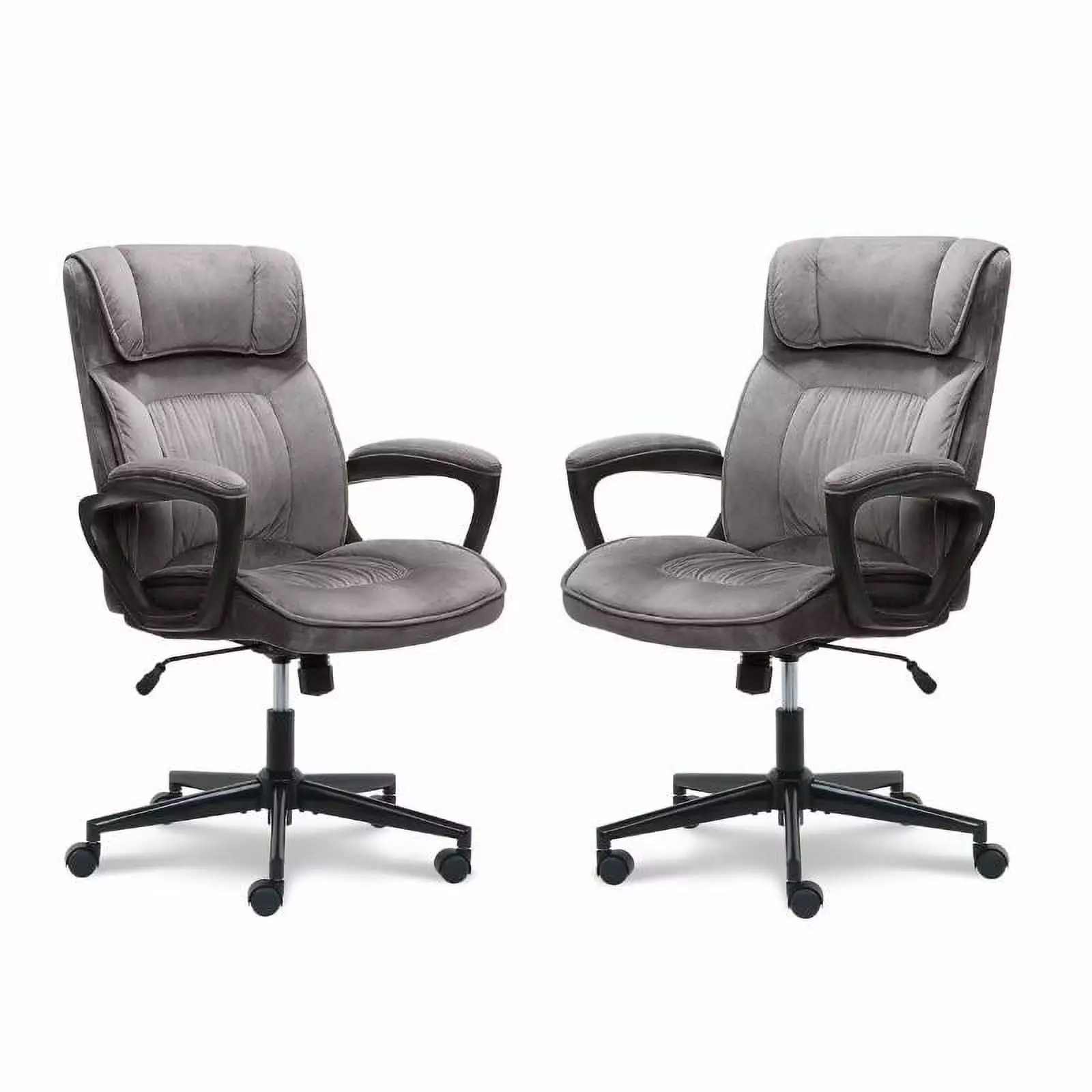 Home Square 2 Piece Velvet Seat Executive Office Chair Set Gray - Luxurious Desk Chairs