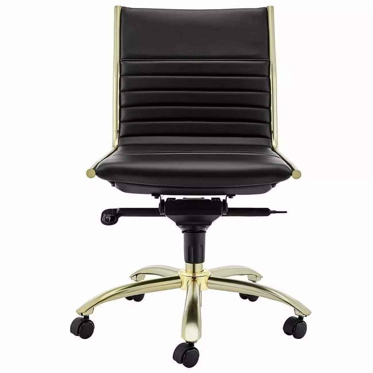 HomeRoots 400775 Executive Low Back No Arm Office Chair - Black & Gold Modern Desk Chair