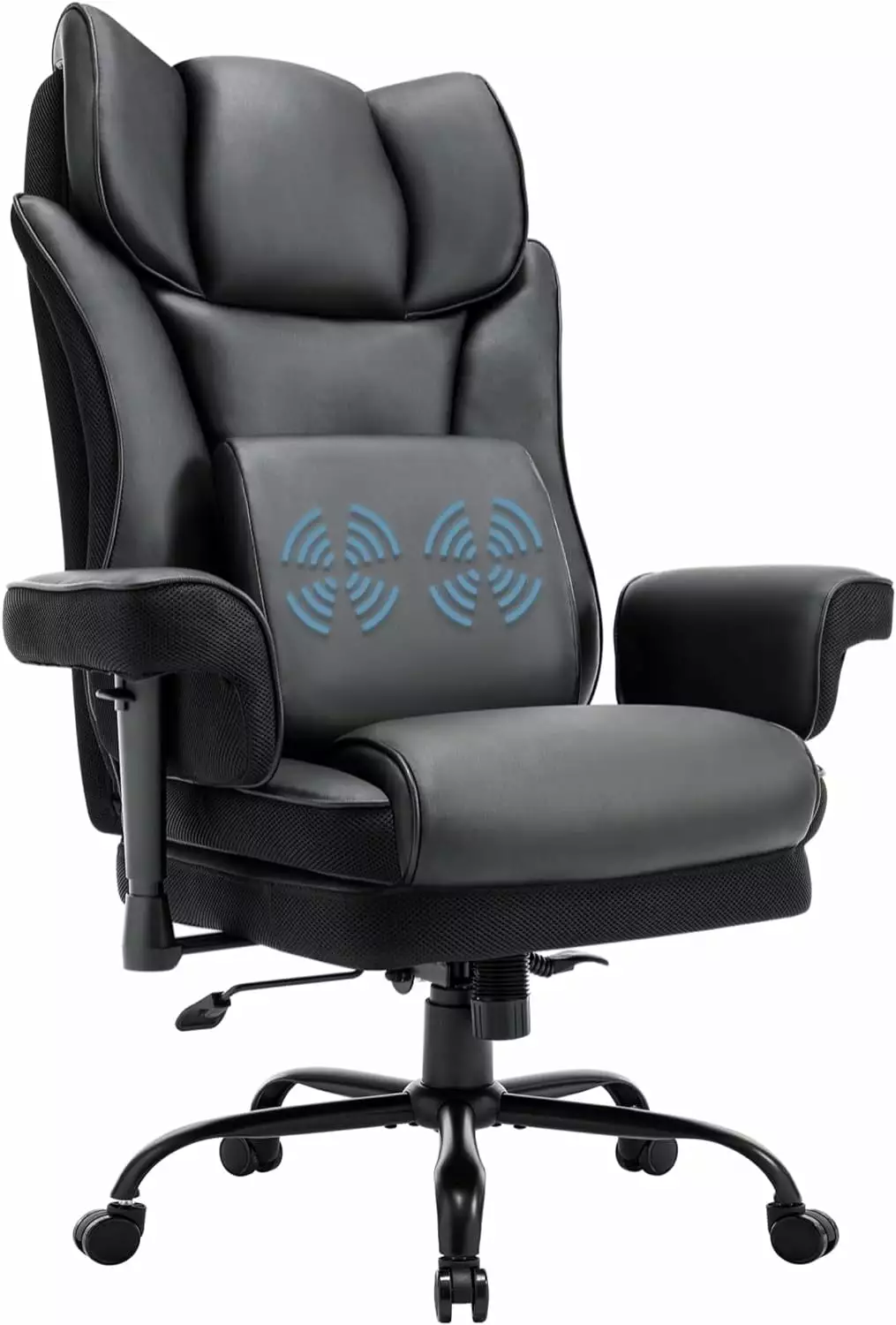 Ergonomic Executive Rocking Office Chair High Back Faux Leather Adjustable Armrest Massage Lumbar Support 400lbs Capacity ...