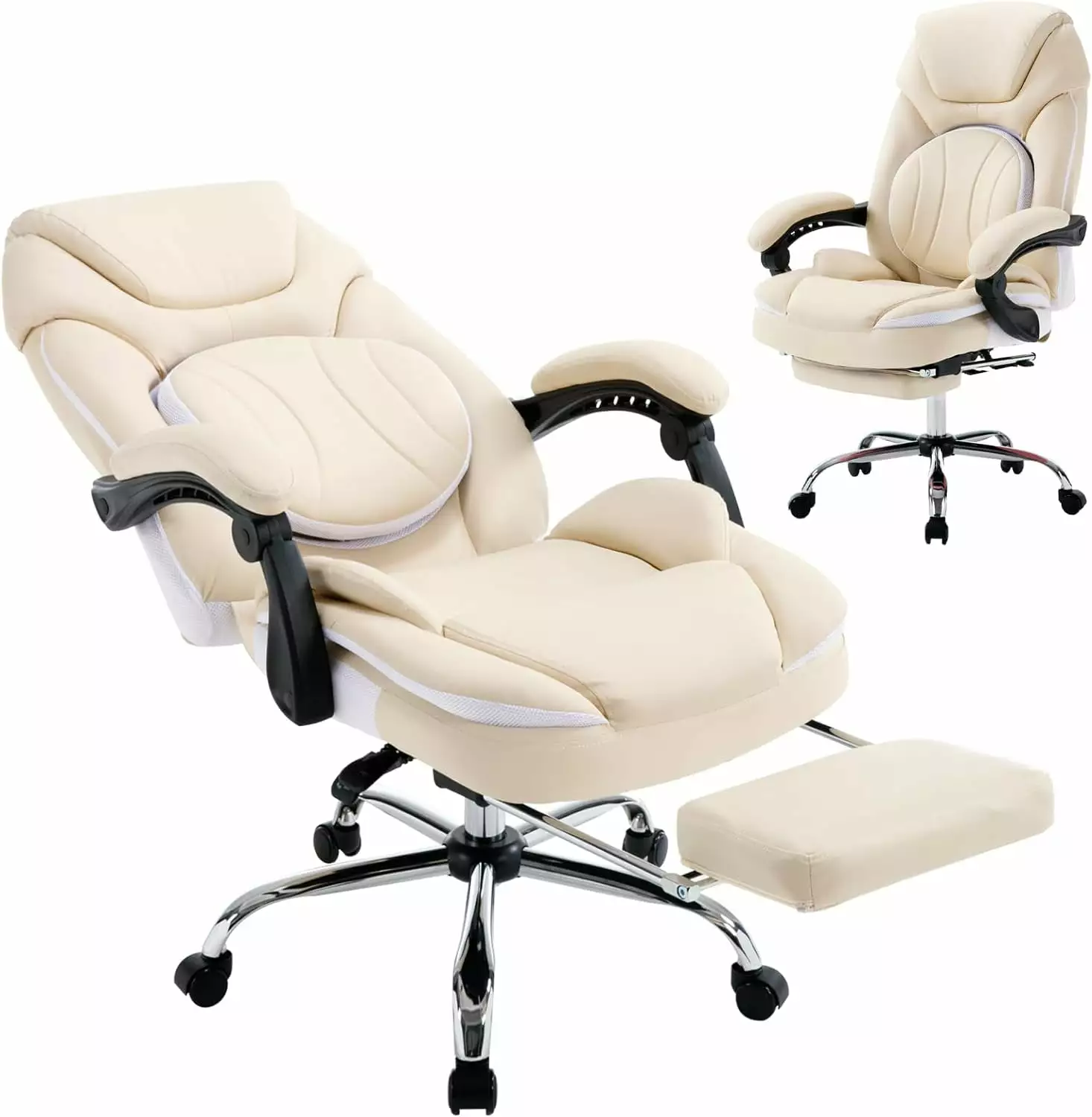 HUCHENG 350lbs Ergonomic Reclining Executive Office Chair Footrest Back Support Wide Seat Comfortable Padded Recliner Desk...