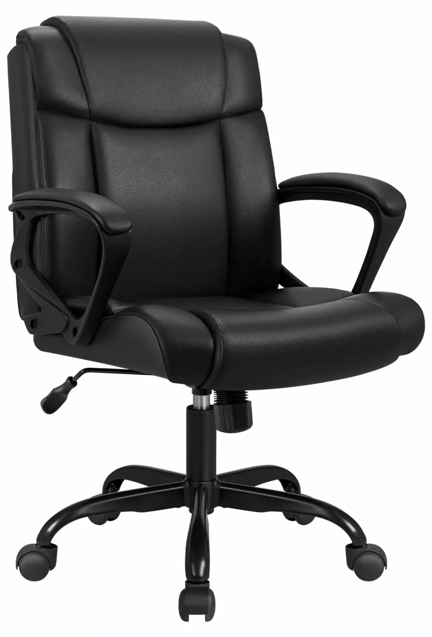 PU Leather Home Office Chair Ergonomic Executive Desk Chair Padded Armrests and Lumbar Support Adjustable Height Hymkun