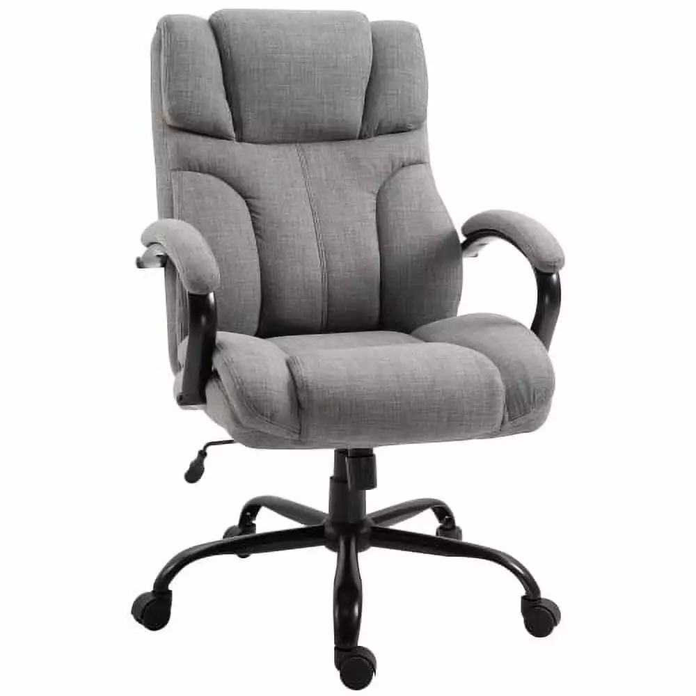 500lbs Big and Tall Executive Office Chair Wide Seat and Linen Finish - Light Grey Hypeshops