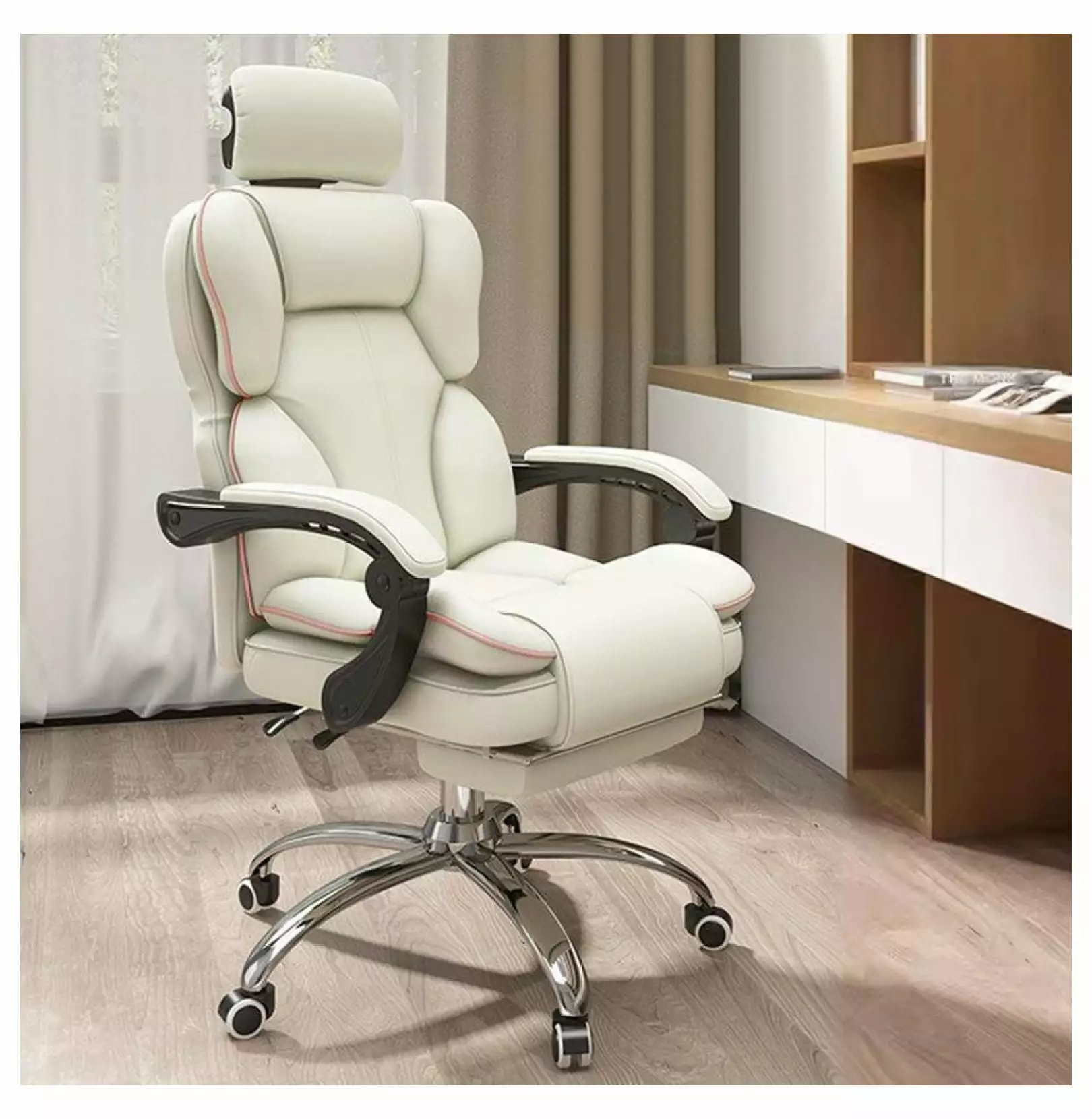 Jadona Executive Office Chair Footrest and Lumbar Support PU Leather Ergonomic High Back