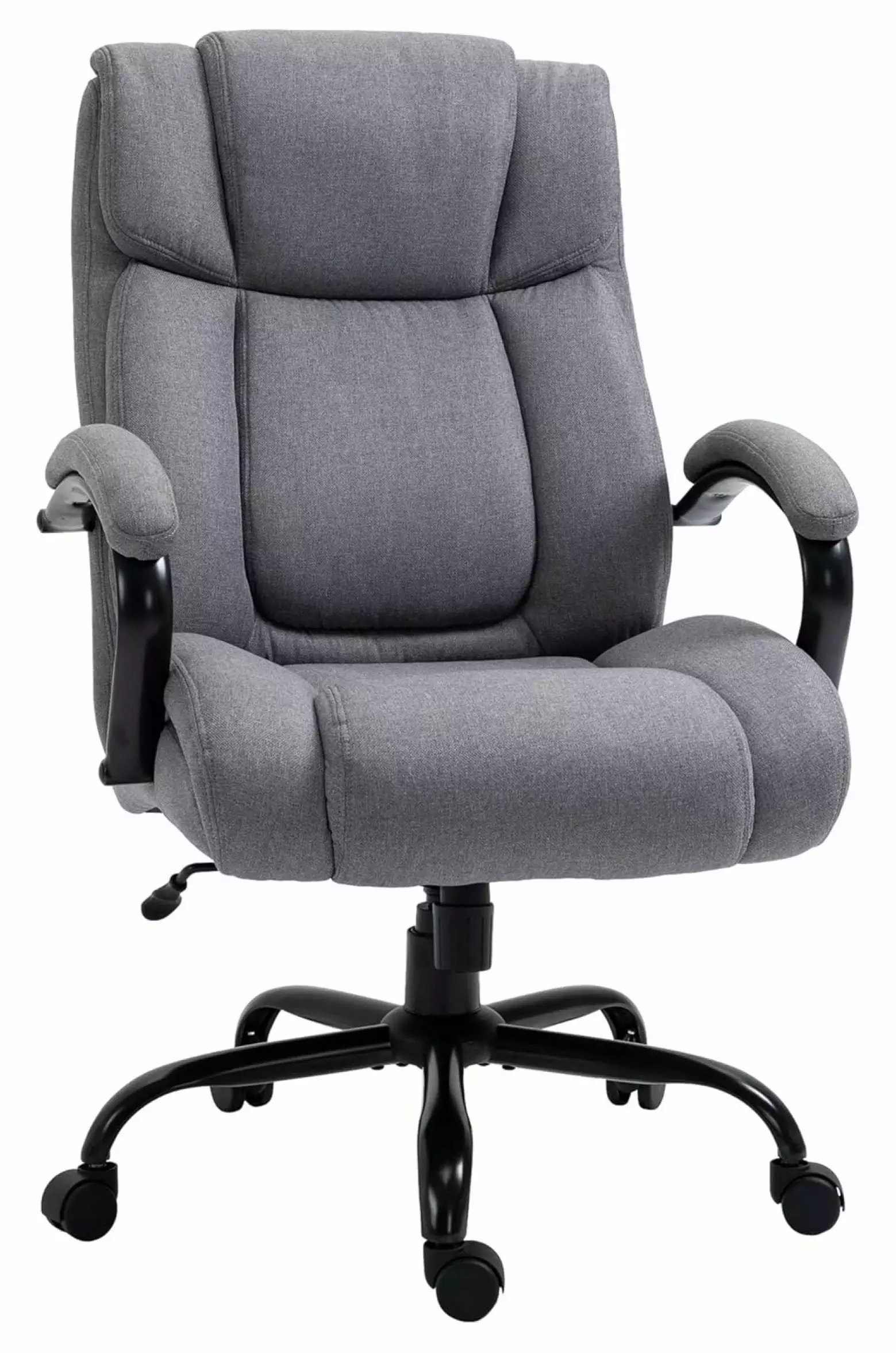 Jadona High Back Big and Tall Executive Office Chair 484lbs Wide Seat Linen Fabric Adjustable Height Swivel Wheels Light Grey