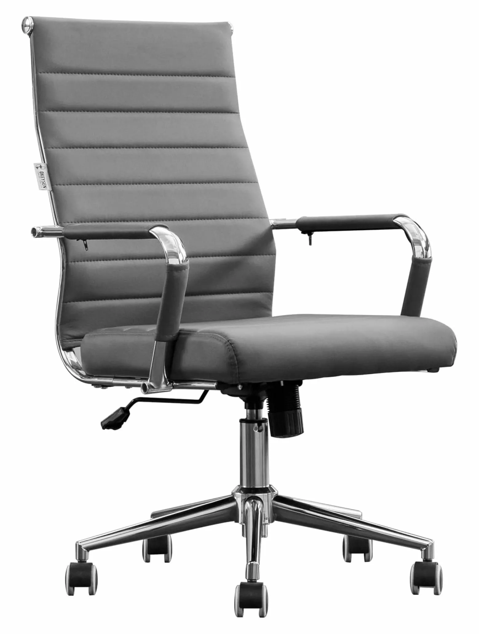 Killeryuki Grey Leather Executive Office Chair High Back Adjustable Swivel Chair