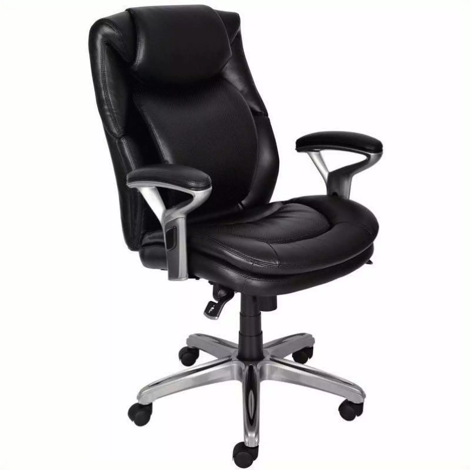 Kingfisher Lane Mid-Back Upholstered Traditional Leather Office Chair Black - Executive Desk Chair