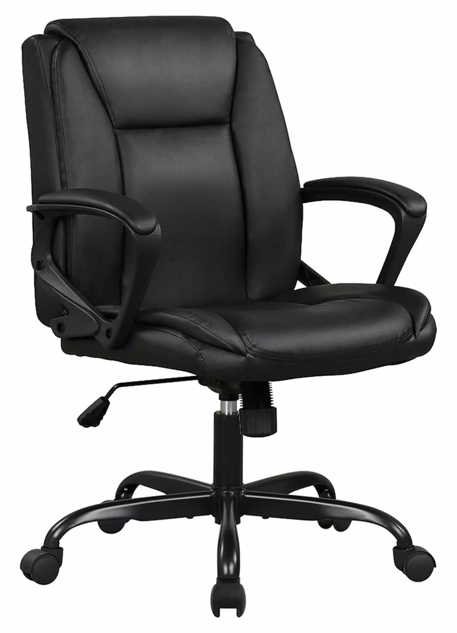 Black Faux Leather Executive Office Chair Lumbar Support and Adjustable Height KITYDALK