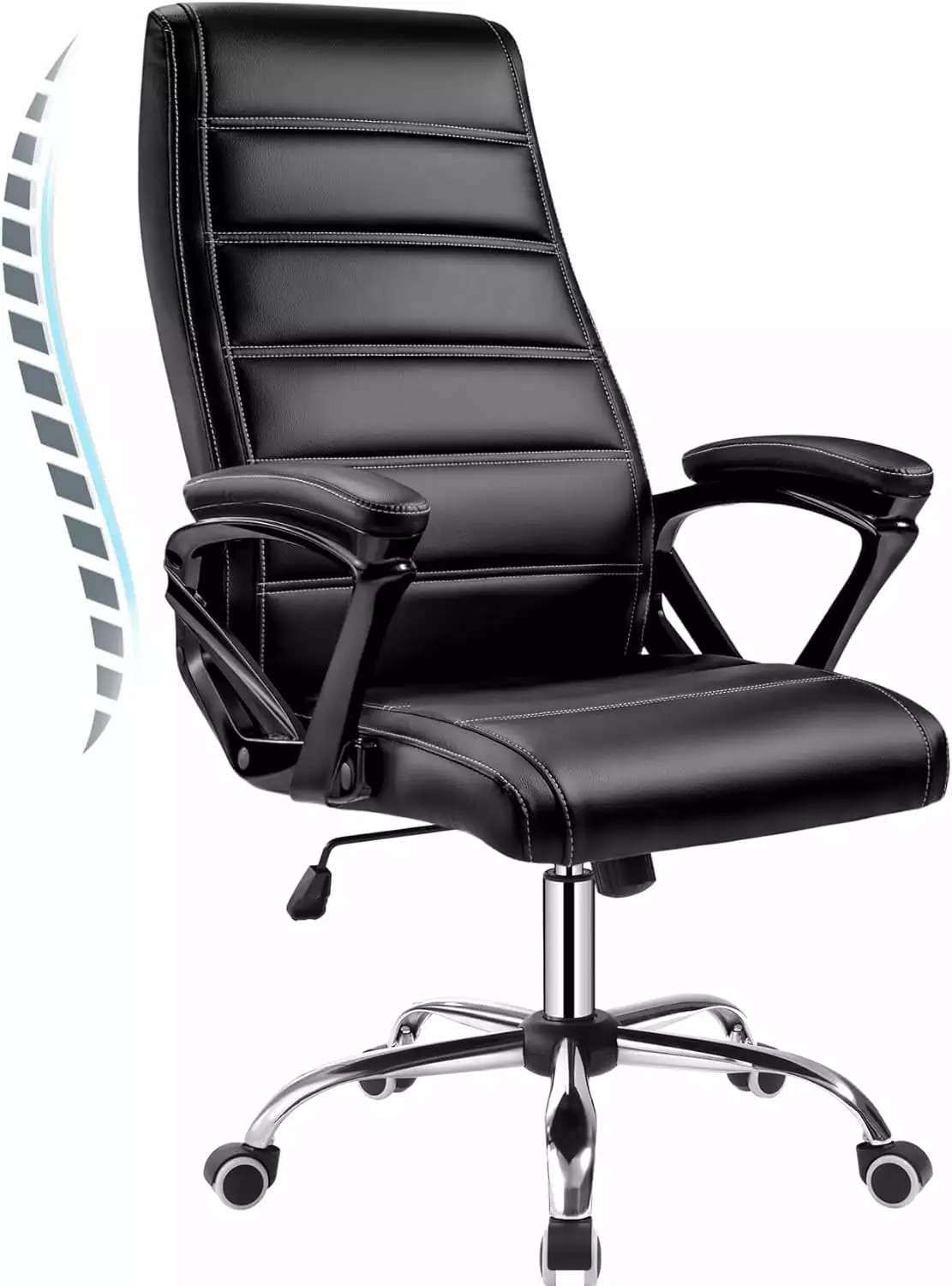 High End Executive Office Chair Rocking Function and Class 4 Hydraulic Piston Black PU Leather kk