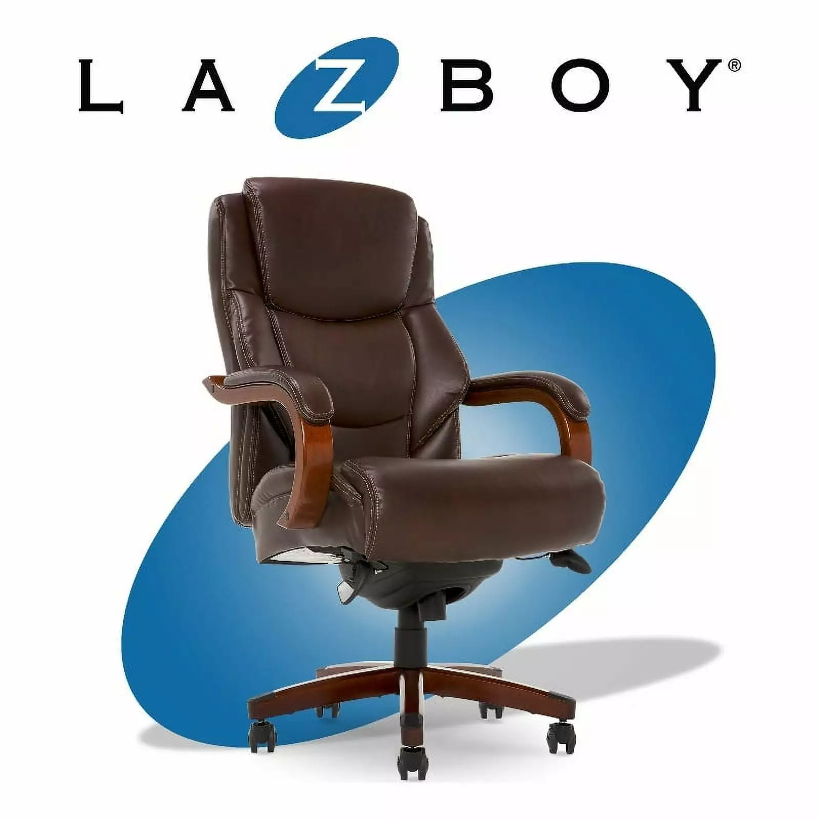La-Z-Boy Delano Faux Leather Executive Office Chair Chestnut Brown