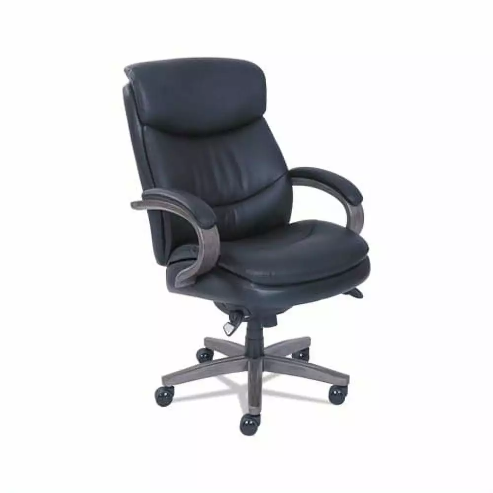Woodbury High-Back Executive Chair 300 lb Capacity Black Seat Black Back Weathered Gray Base La-Z-Boy