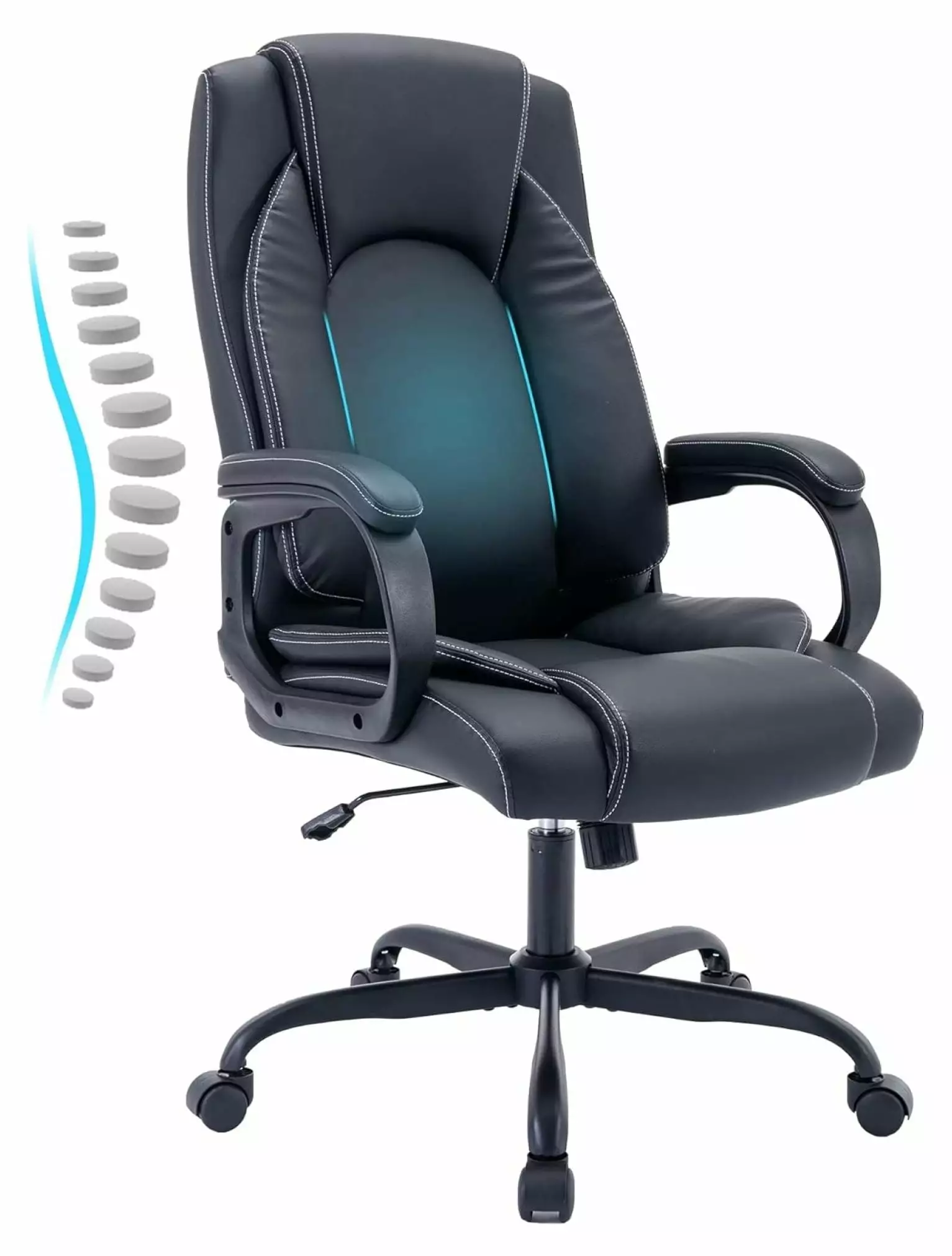 Executive Office Chair Comfortable Ergonomic Desk Chair Lumbar Support PVC Leather LcXctD