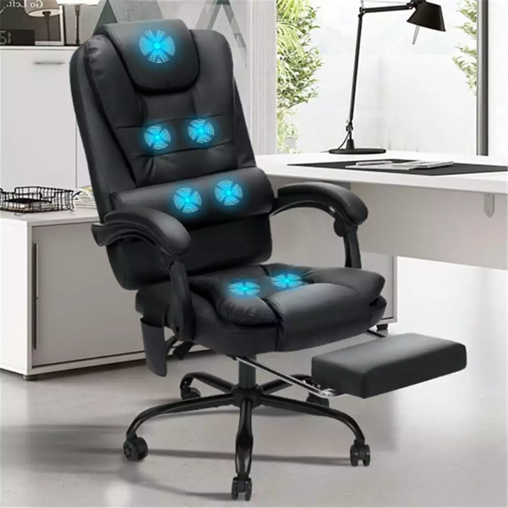 Executive Office Chair Massage and Footrest Soft Leather Reclining Computer Chair Ergonomic High Back Desk Chair LHY