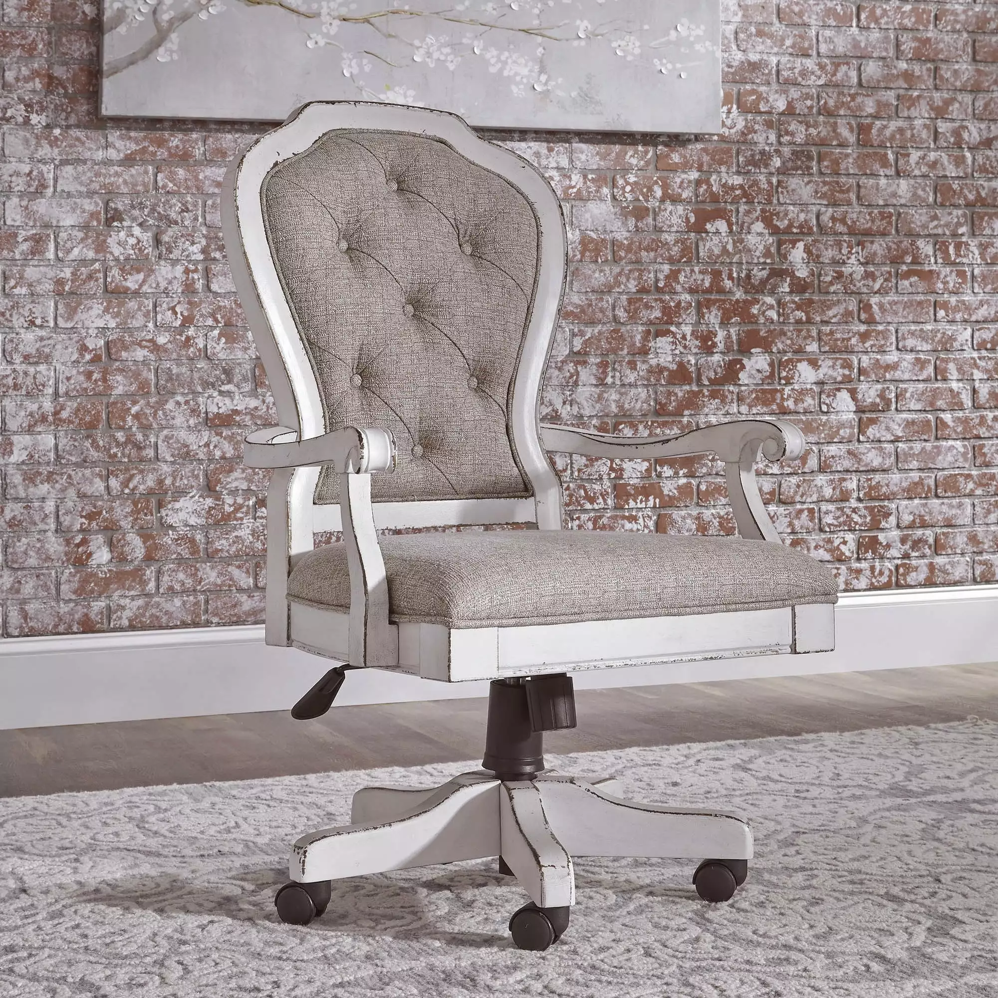 Magnolia Manor White Jr Executive Desk Chair - Compact Office Chair Ergonomic Design Liberty Furniture